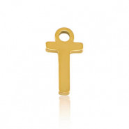 Stainless steel charm initial T Gold